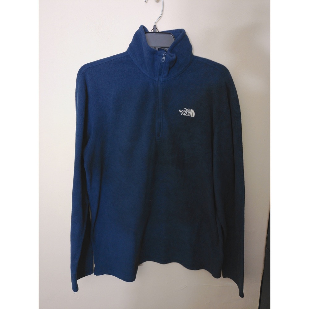 The North Face Fleece Pullover Mens Medium Blue Excellent Quarter Zip Mock Neck